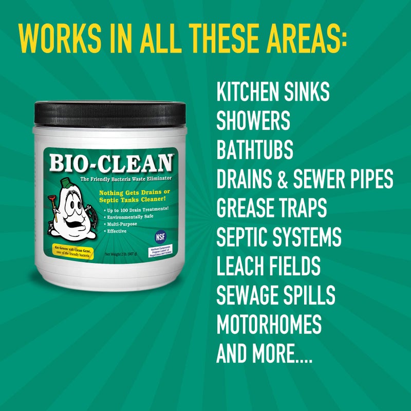 BioClean Bio-Clean Ultimate Drain Cleaning Kit Cleans Drains- Septic Tanks - Grease Traps All Natural and 100% Guaranteed No Caustic Chemicals! Removes fats Oil and Grease, Completely Cleans Your System. - Image 5
