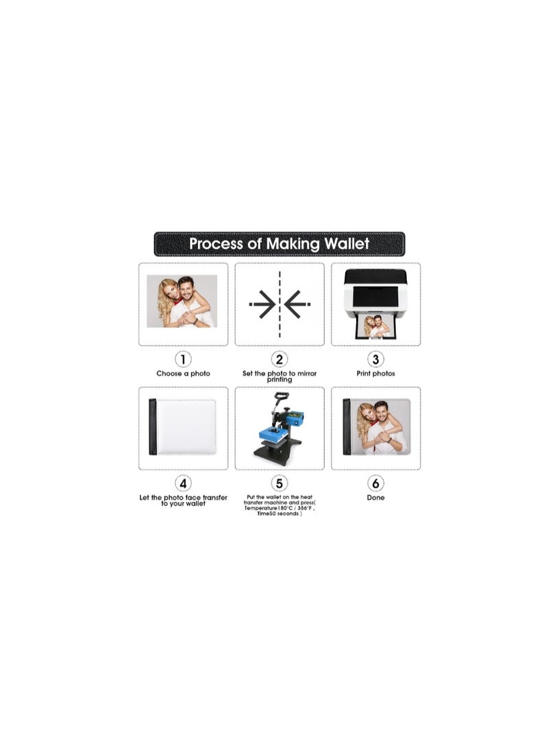 Kalon 2 Pieces Sublimation WHITE and Read Wallet  Heat Transfer Printing Wallet   For Men and Women Card Holder, Office Work Travel, Birthday Gift  - Image 3