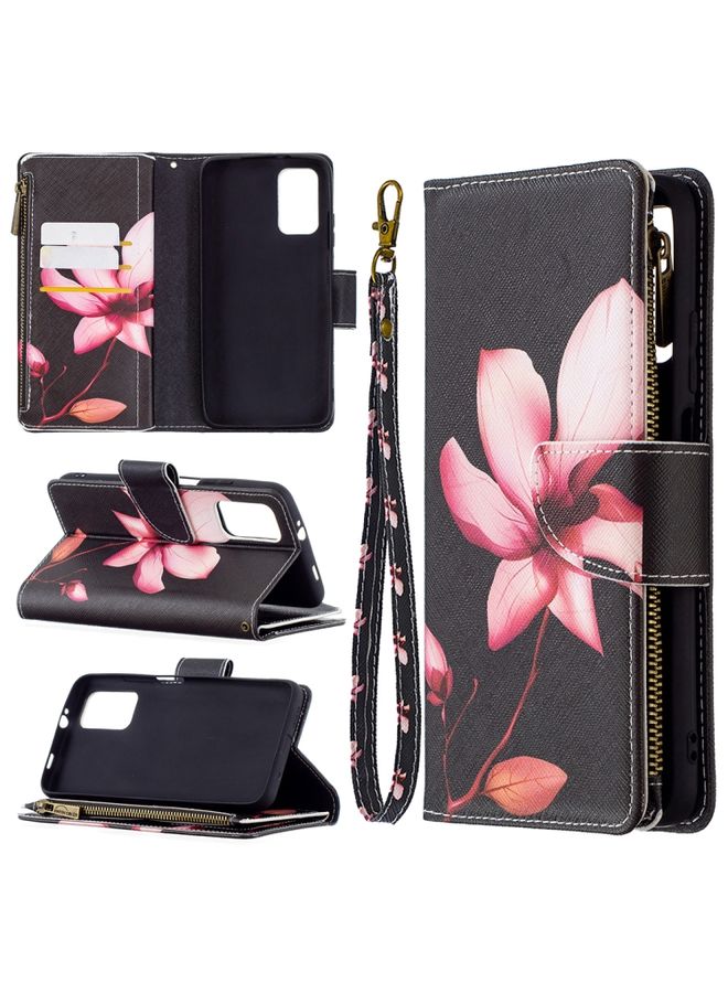 HuHa Case Cover For Xiaomi Poco M3 Colored Drawing Pattern Zipper Horizontal Flip Leather Case with Holder & Card Slots & Wallet Lotus 
