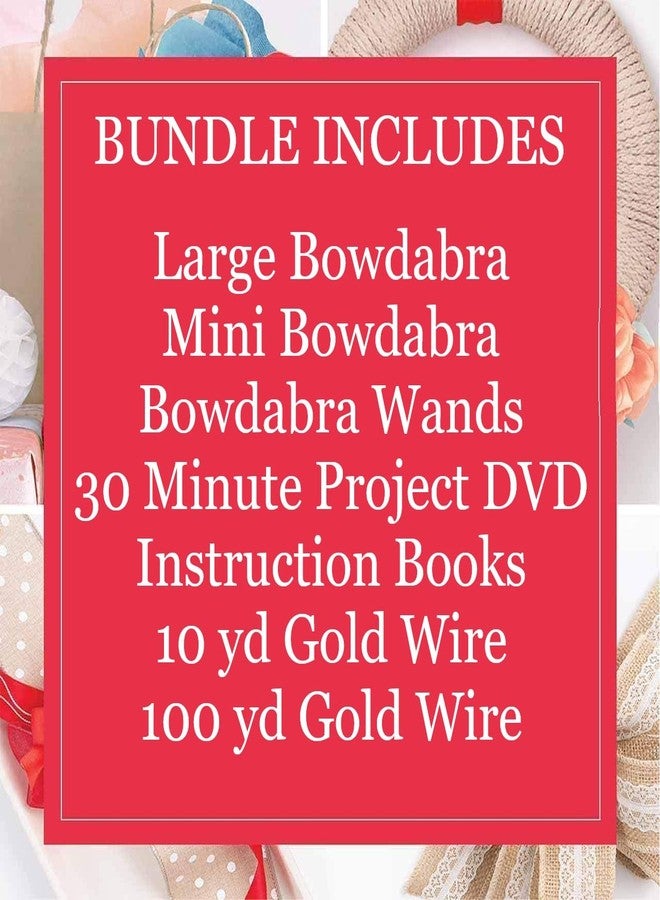 أداة صنع ربطات الشعر Bowdabra مع Bowdabra كبير، وBowdabra صغير، وسلك ذهبي بطول 100 ياردة لصنع ربطات هدايا من الشرائط، وزينة، وربطات شعر، وهدايا حفلات، وربطات صدر، وربطات أكاليل، وديكورات عيد الميلاد - Image 2