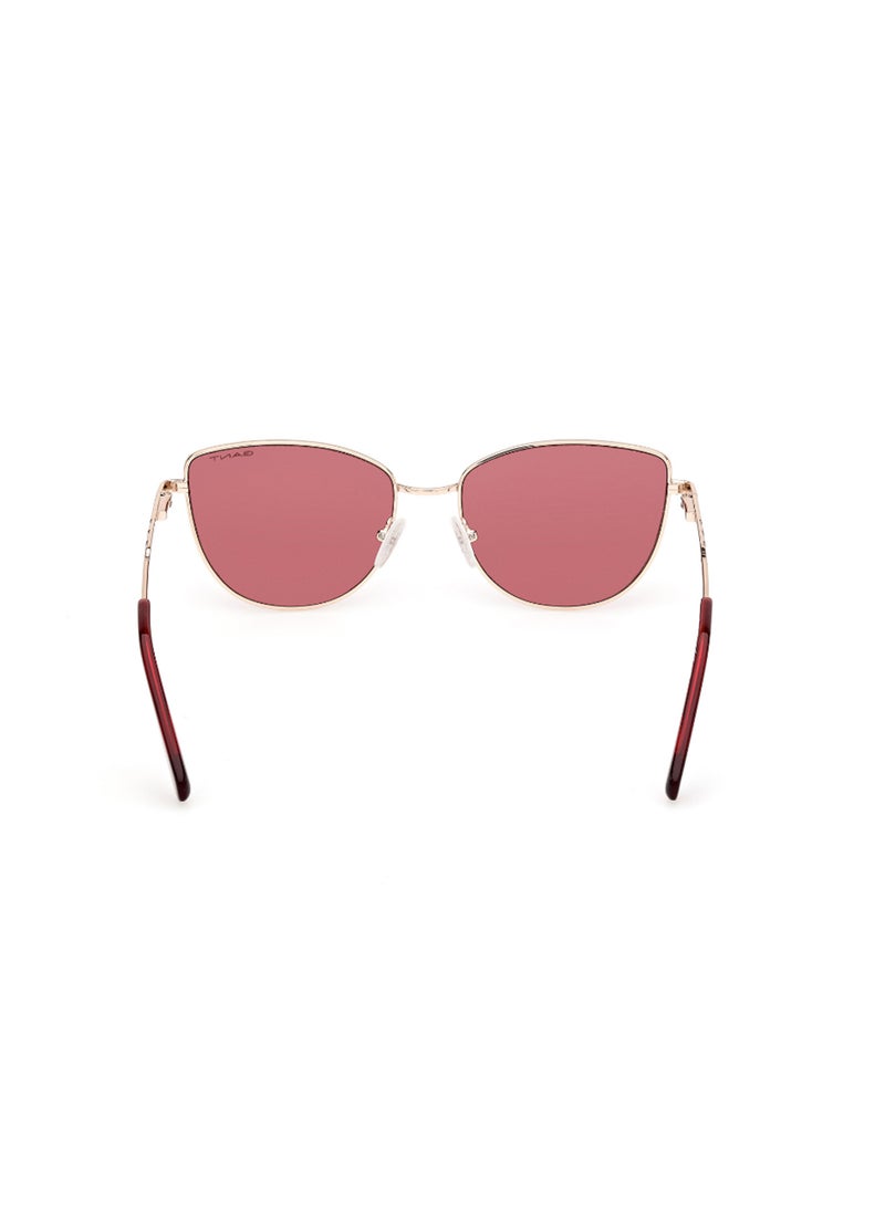 GANT - Women's UV Protection Cat Eye Shape Metal Sunglasses GA0001228S55 - Lens Size: 55 Mm - Shiny Rose Gold - Image 1