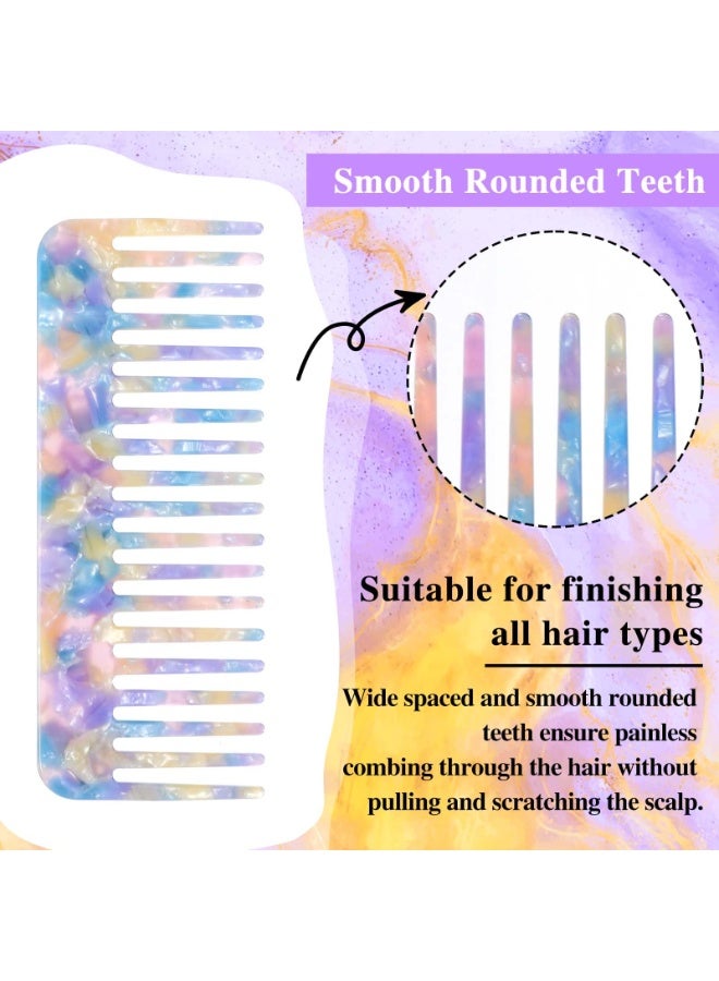 Hair Detangling Comb, 2 Pack Tortoise Shell Comb Acetate Wide Tooth Comb No Handle Styling Comb for Wet and Dry Hair Women's Thick Curly Wavy Hair - Image 3
