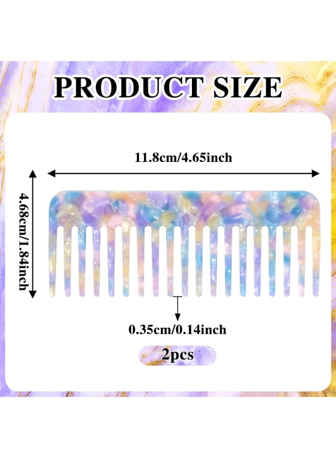 Hair Detangling Comb, 2 Pack Tortoise Shell Comb Acetate Wide Tooth Comb No Handle Styling Comb for Wet and Dry Hair Women's Thick Curly Wavy Hair - Image 2