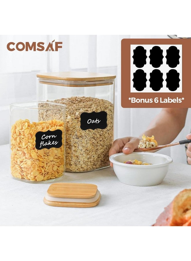 ComSaf Glass Food Storage Containers, 115/37 oz Glass Flour and Sugar Containers with Airtight Lids, Large Square Glass Jars with Bamboo Lids for Rice, Pasta, Oats, Grains, Cookies, Snacks, Candy - Image 5
