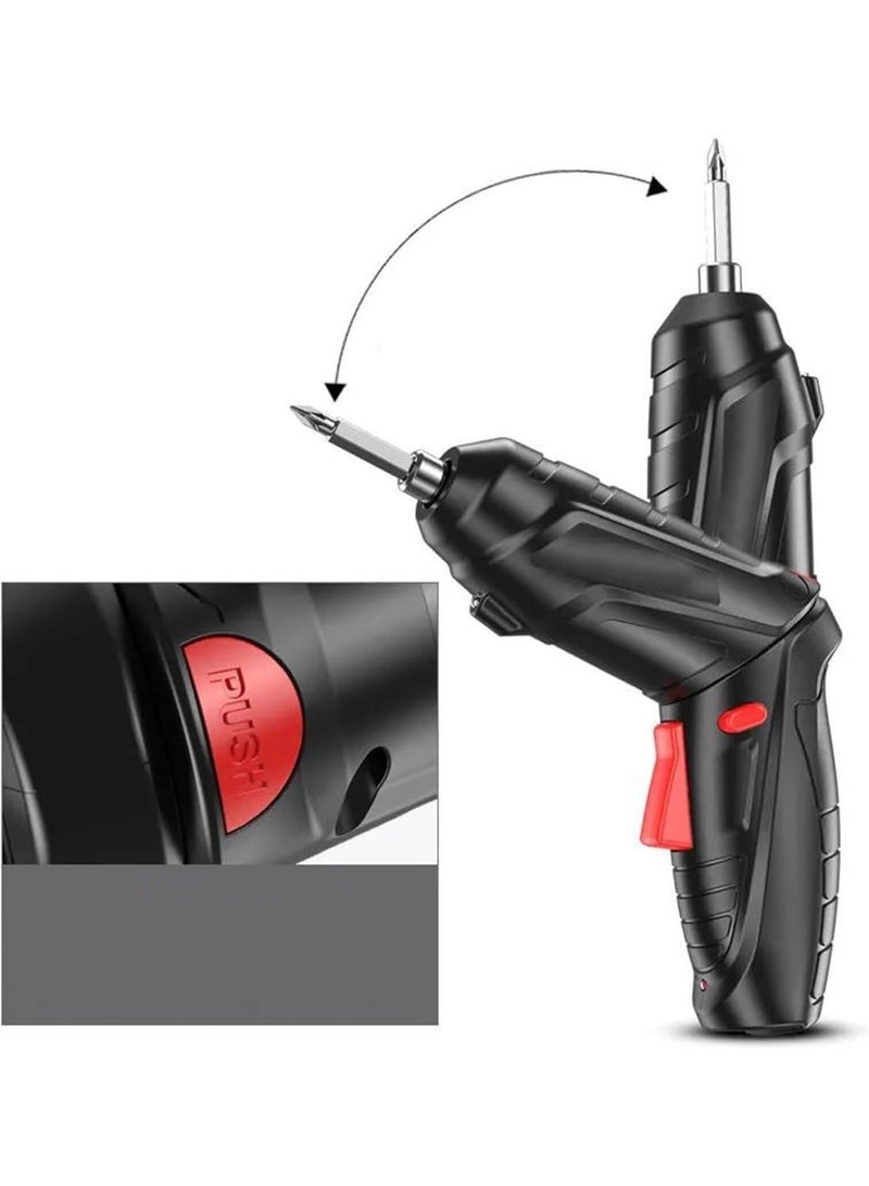 2-in-1 Foldable Cordless Electric Screwdriver - 90° Rotating Handle, USB Rechargeable with Built-in LED Light & Multi-Bit Set - Image 2