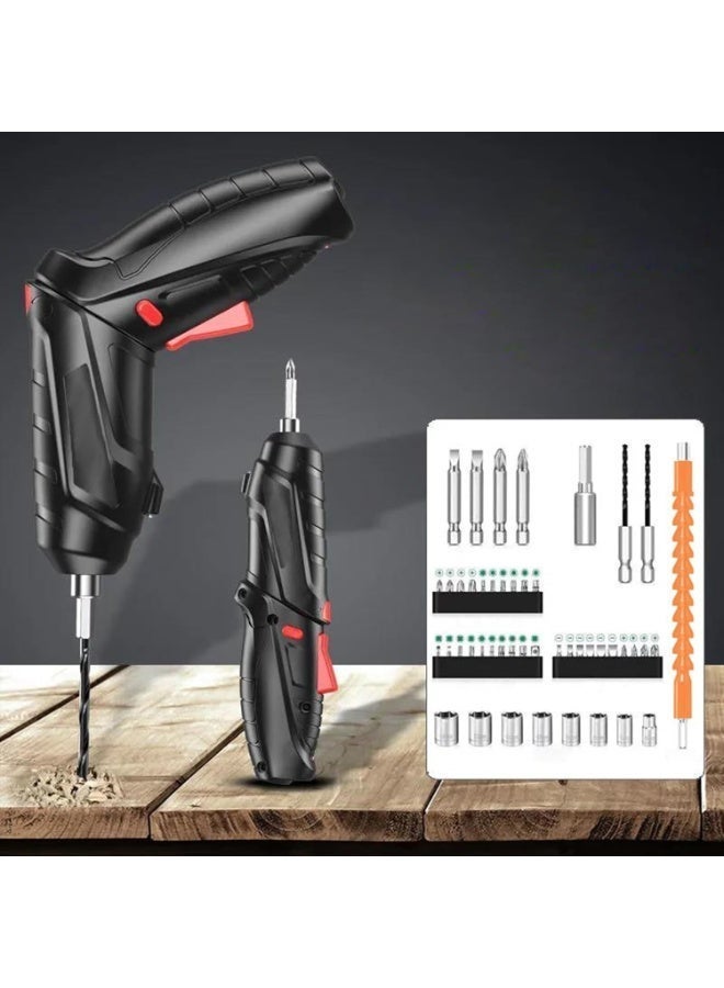 2-in-1 Foldable Cordless Electric Screwdriver - 90° Rotating Handle, USB Rechargeable with Built-in LED Light & Multi-Bit Set - Image 3