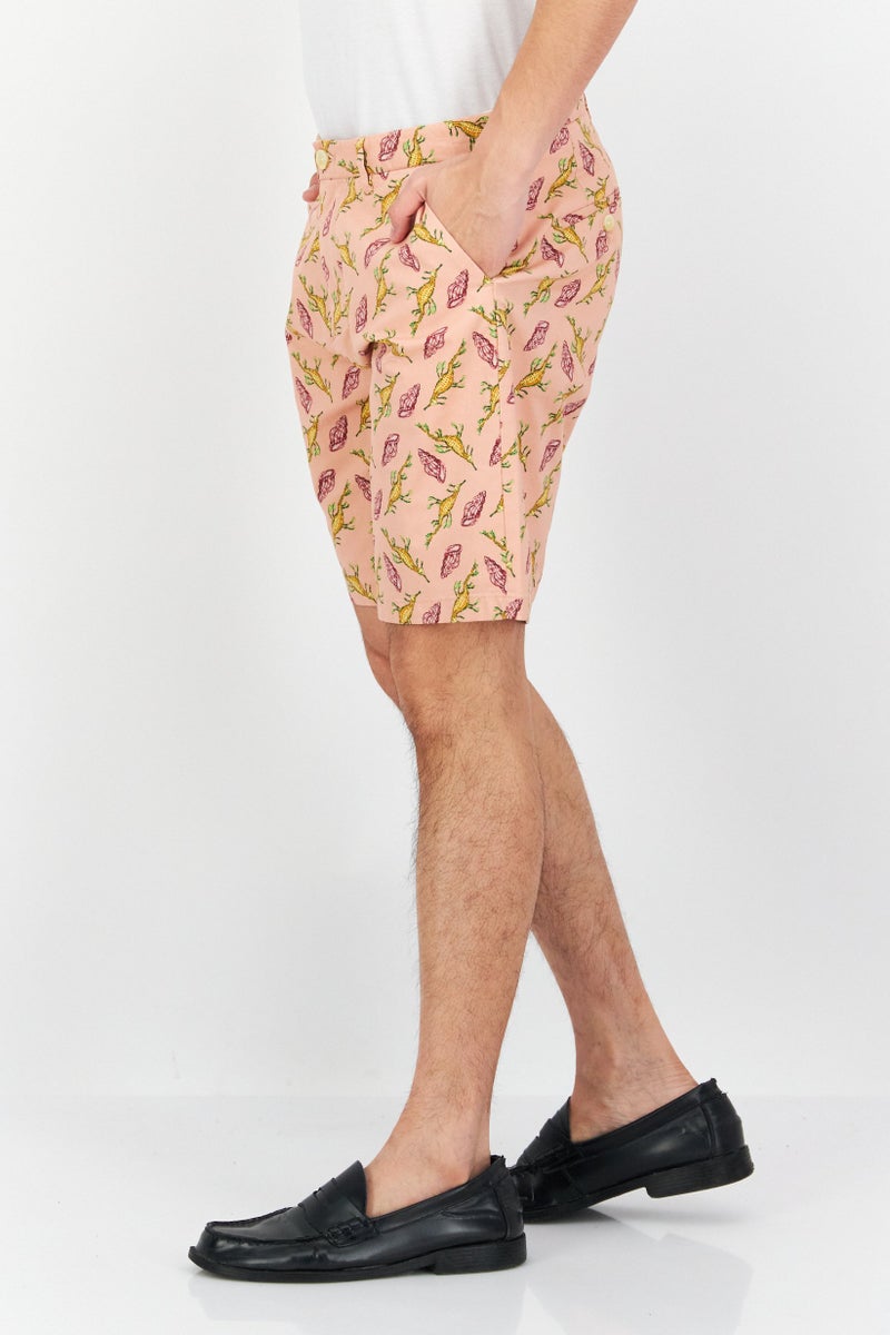 Scotch & Soda Men Regular Fit Allover Print Basic Shorts, Pink Combo - Image 2