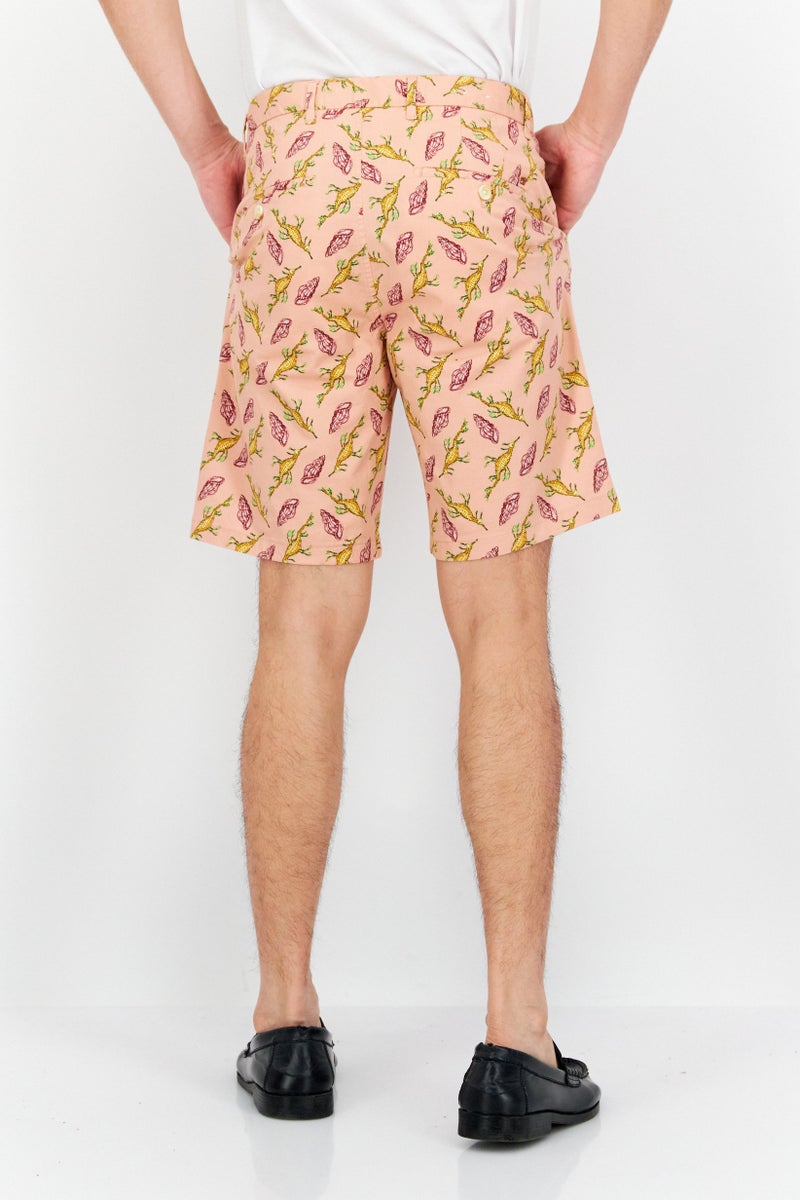 Scotch & Soda Men Regular Fit Allover Print Basic Shorts, Pink Combo - Image 3