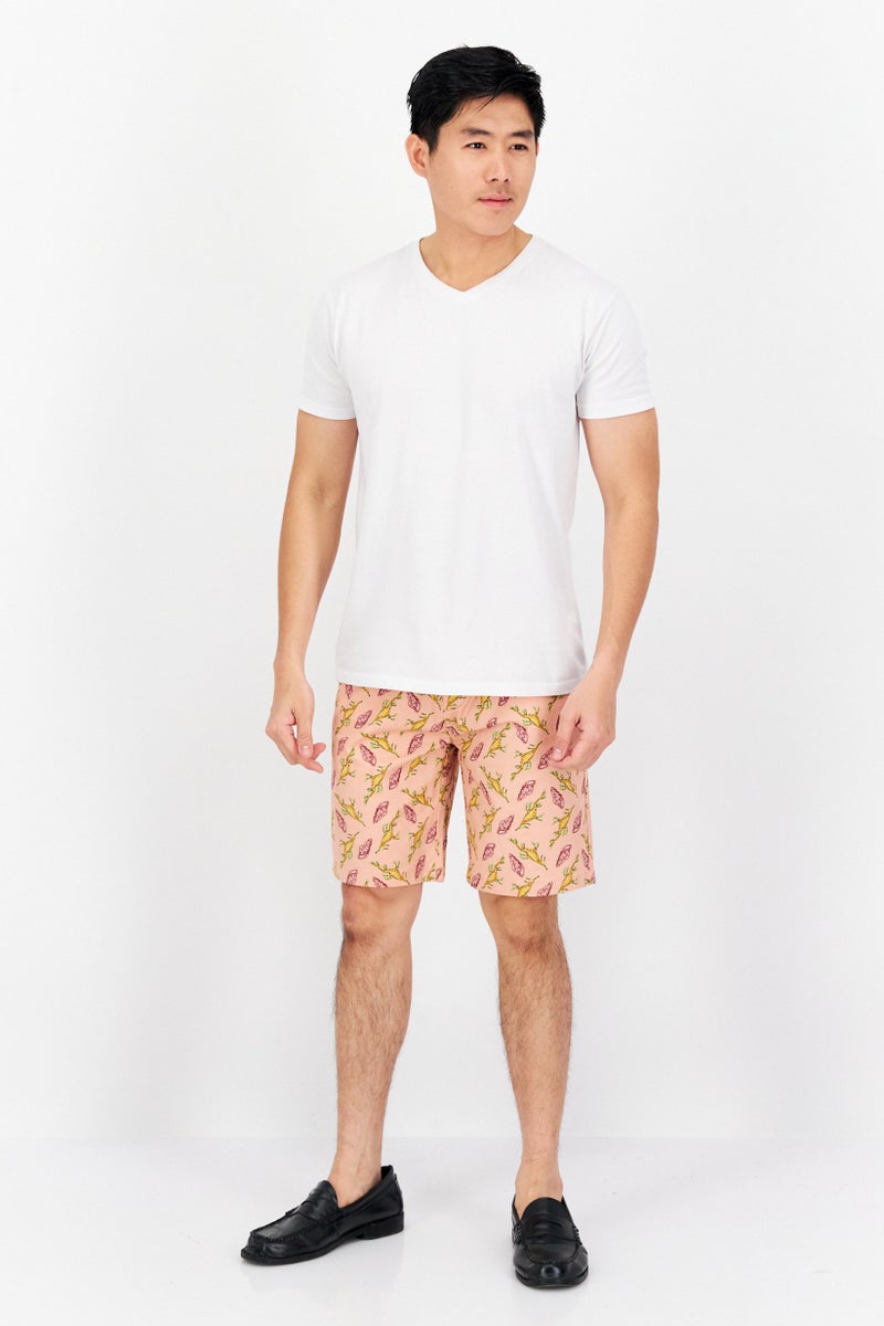 Scotch & Soda Men Regular Fit Allover Print Basic Shorts, Pink Combo - Image 4
