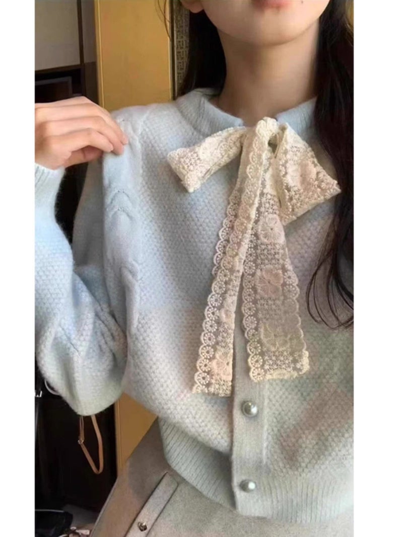 2024 Spice Girl Fashion Niche Sweater Lace Lace Knitted Cardigan Top Ins Women - Image 4