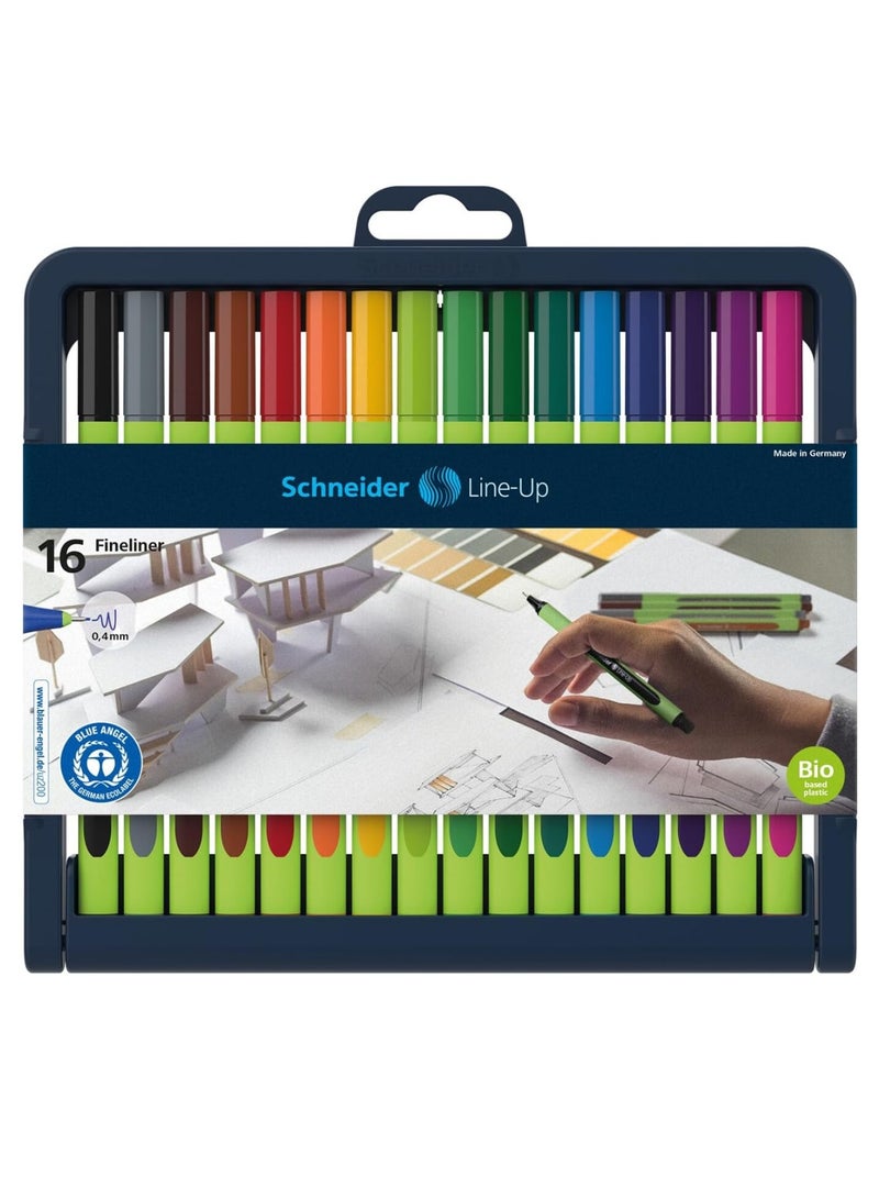 Schneider 16-Piece Line-Up Fineliner 0.4mm Tip Multicolour - Image 1