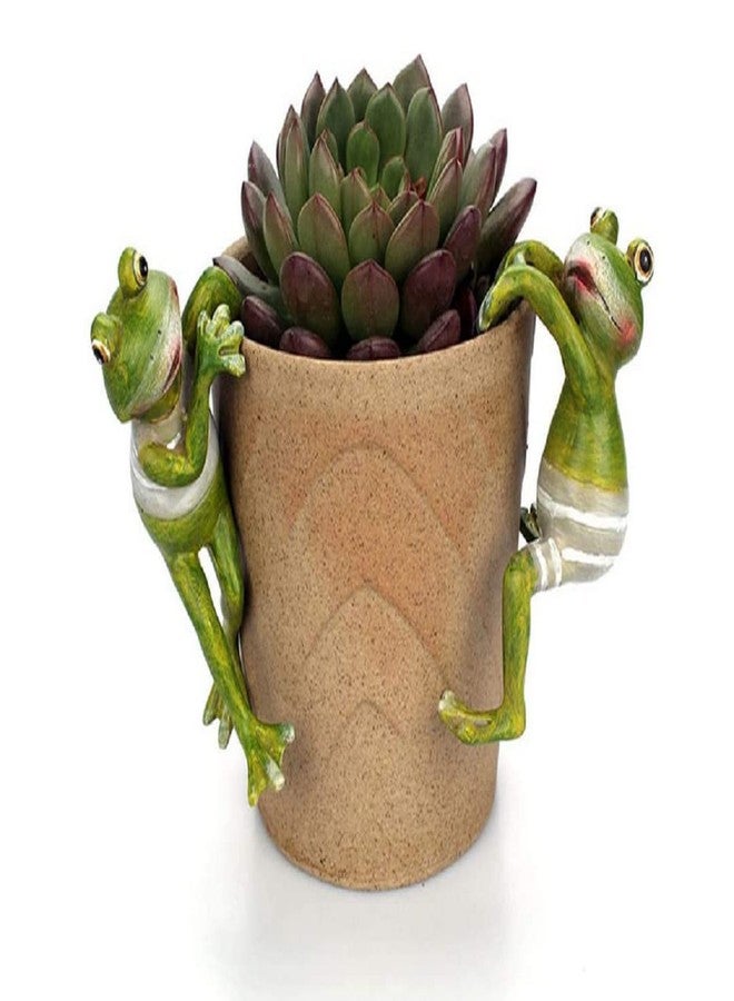zmgmsmh زينة معلقة لأصيص الزهور على شكل ضفدع من الراتنج، 4 قطع - Image 3