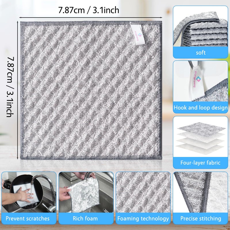Wangjinpeng 10 PCS Four-Layer Non-Scratch Multipurpose Steel Wire Dishcloths - Reusable Quick-Dry Odor-Free Scrub Cloths for Dishes, Kitchen Cleaning Cloths for Cookware, Sinks, Stove Tops(7.87X7.87) - Image 2