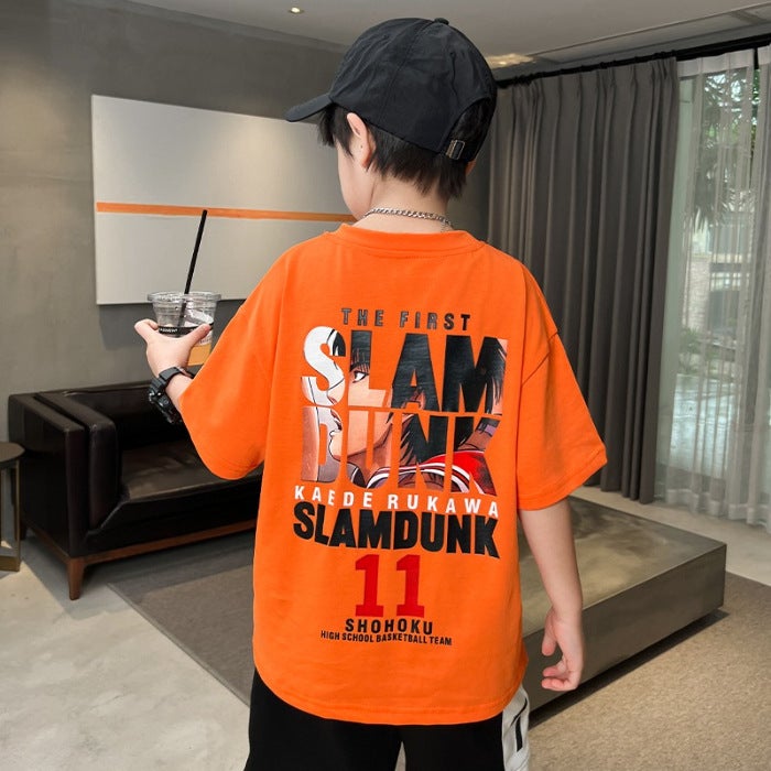 Boys' Pure Cotton Short-Sleeved T-Shirt Summer Wear 2026 New Style Kidsren'S Summer Style Boys' Sports Tops Trendy - Image 1
