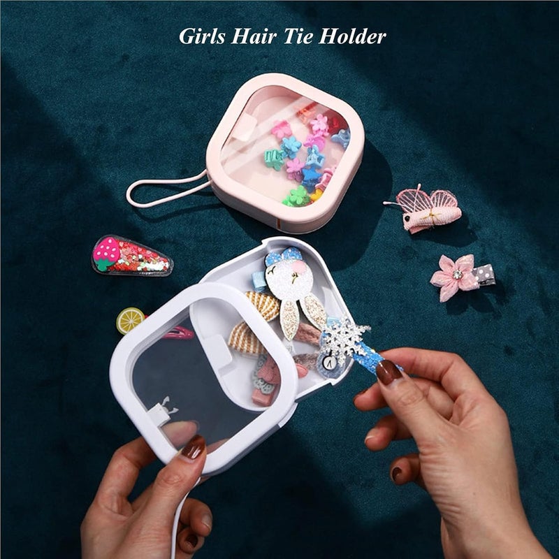REVAXUP 2pcs Hair Tie Organizer Boxes,Small Portable Holder Can Be Stackable Or Hung On The Wall,Best for Ties Storage or Small Items on Desktop, Pink&White - Image 4