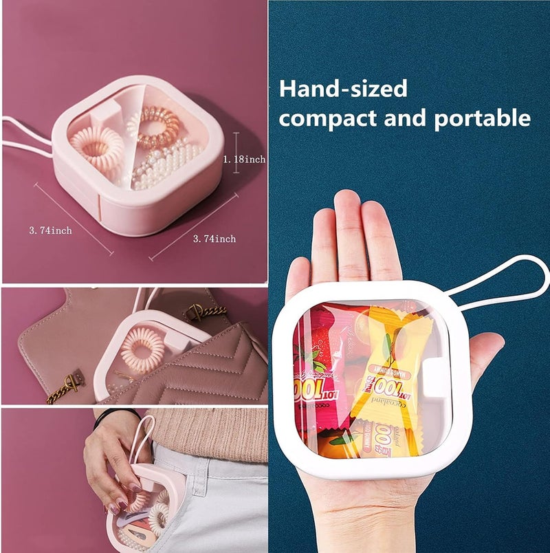 REVAXUP 2pcs Hair Tie Organizer Boxes,Small Portable Holder Can Be Stackable Or Hung On The Wall,Best for Ties Storage or Small Items on Desktop, Pink&White - Image 3