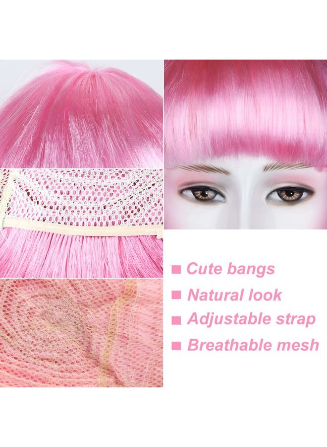 FEWOFJ 10 Pieces Pink Party Wigs and Sunglass Set, Pink Short Bob Wig Sunglass Pack Costume Colorful Cosplay Wig Daily Party Hairpieces for Bachelorette Neon Party Favors, Halloween and Decorations  - Image 4