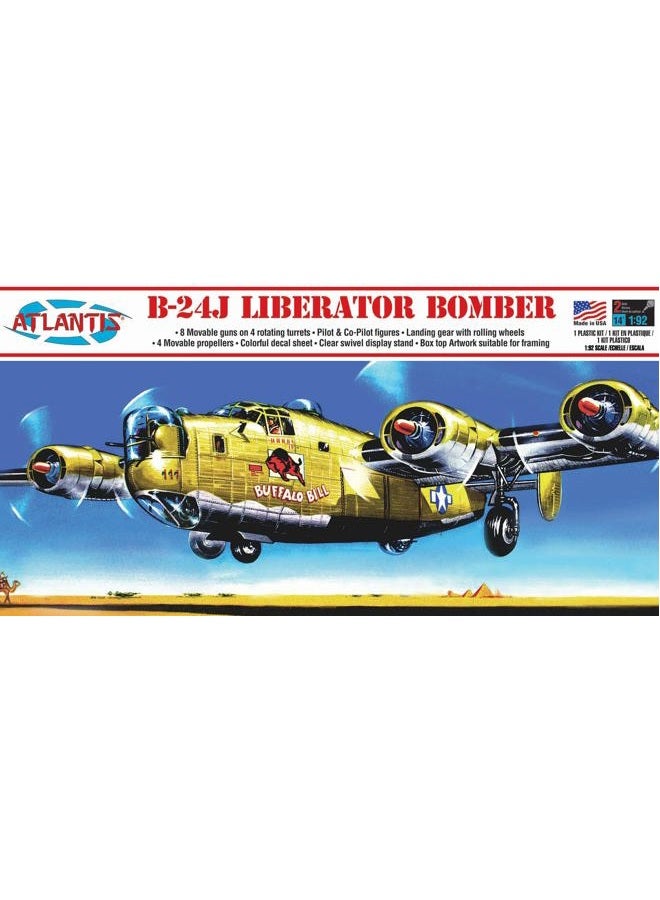 Atlantis B-24J Liberator WWII Bomber Buffalo Bill Plastic Model Kit 1/92 Scale - Image 1