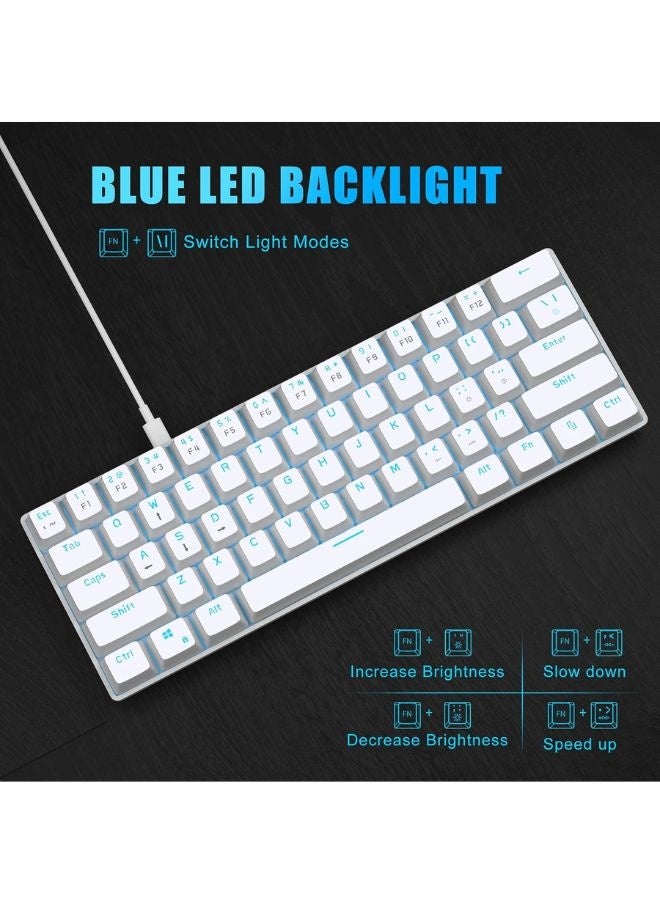 MageGee Mechanical Keyboard, 60 % Gaming Keyboard with Red Switches and Sea Blue Backlit Small Compact 60 Percent Keyboard Mechanical, Portable  White - Image 5