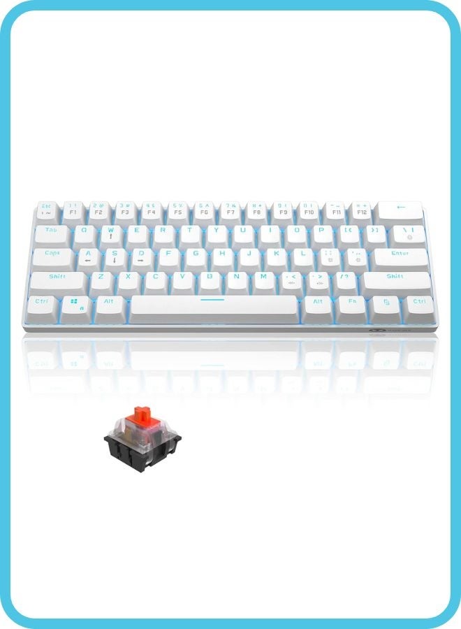 MageGee Mechanical Keyboard, 60 % Gaming Keyboard with Red Switches and Sea Blue Backlit Small Compact 60 Percent Keyboard Mechanical, Portable  White - Image 1