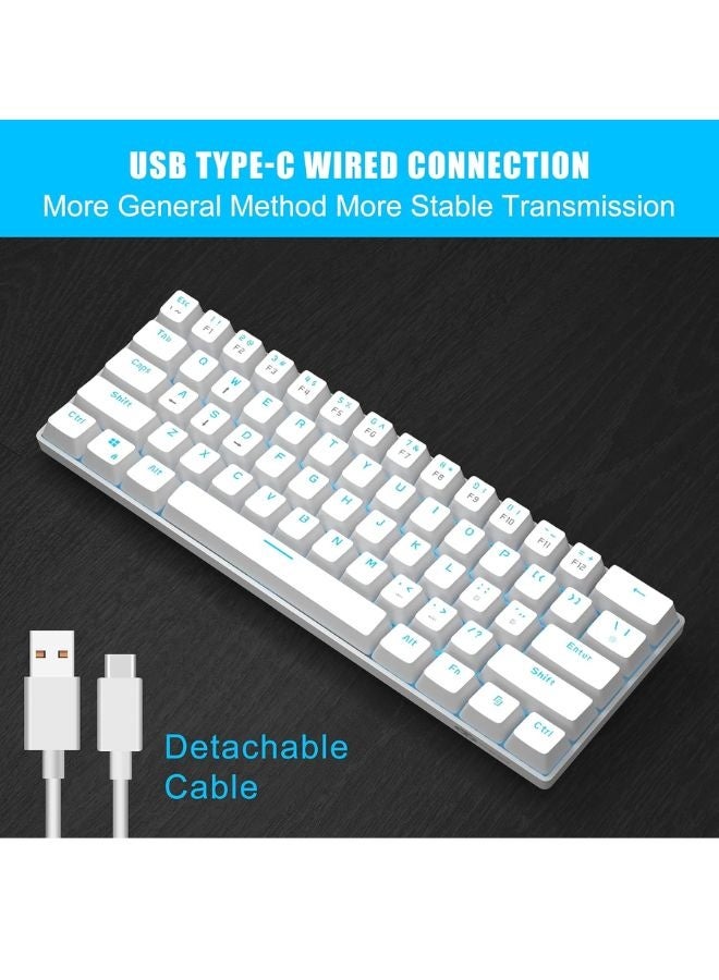 MageGee Mechanical Keyboard, 60 % Gaming Keyboard with Red Switches and Sea Blue Backlit Small Compact 60 Percent Keyboard Mechanical, Portable  White - Image 2