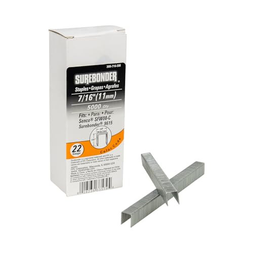 Surebonder 300-716-5M Narrow Crown 22 Gauge Upholstery Staples - 7/16" Length - 5000 Count - Image 1
