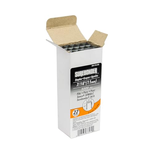 Surebonder 300-716-5M Narrow Crown 22 Gauge Upholstery Staples - 7/16" Length - 5000 Count - Image 2