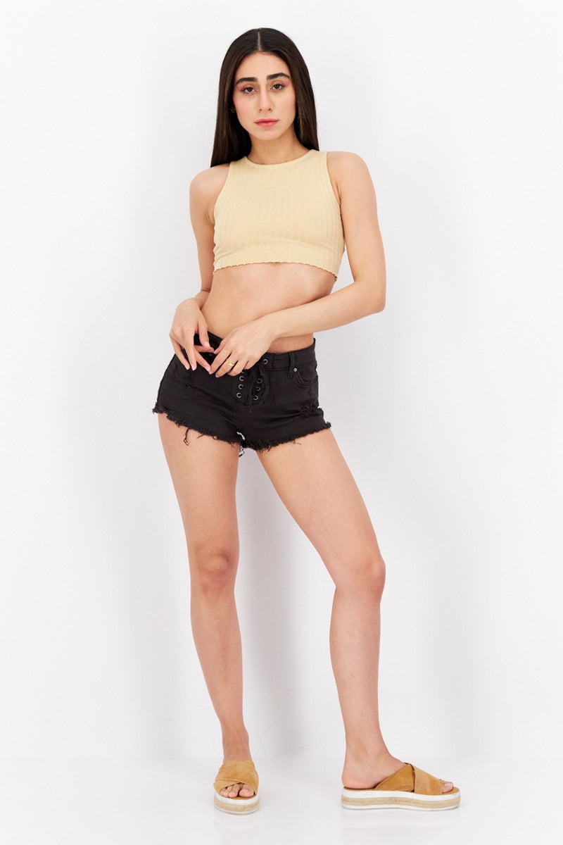 Billabong شورتات جينز ممزقة للنساء، أسود - Image 3