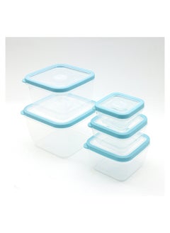 Home Pro 5pcs Set Square Food Container 0.33L | 0.63L | 1.15L | 1.89L | 2.88L | Light Blue