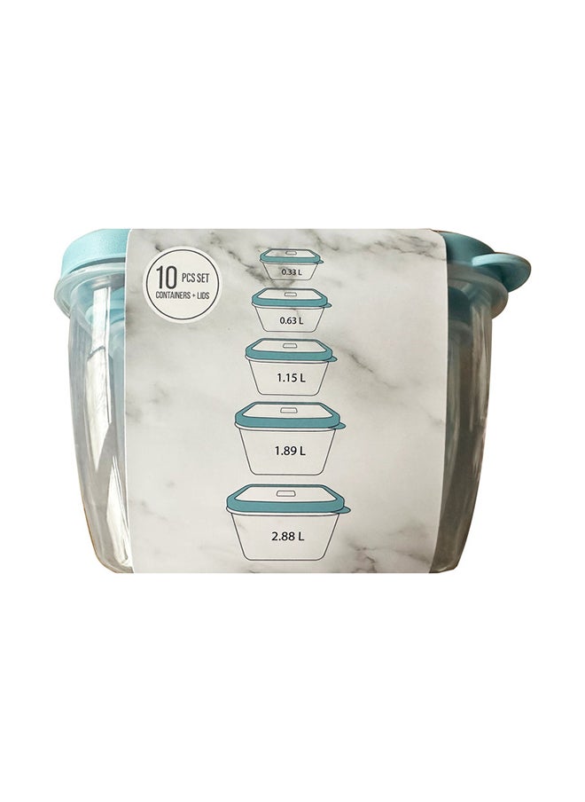 Home Pro - Home Pro 5pcs Set Square Food Container 0.33L | 0.63L | 1.15L | 1.89L | 2.88L | Light Blue - Image 1