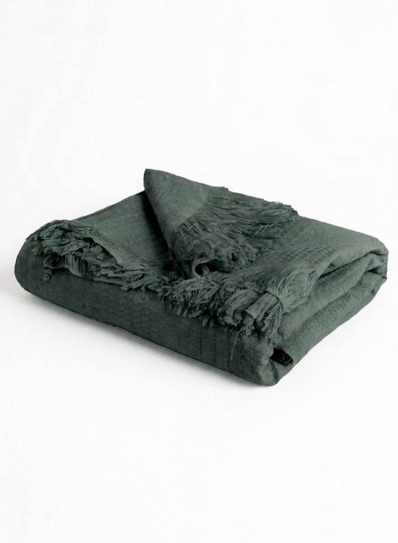 Summer Coverlet 220*240 - Cotton 100%- Dark Green