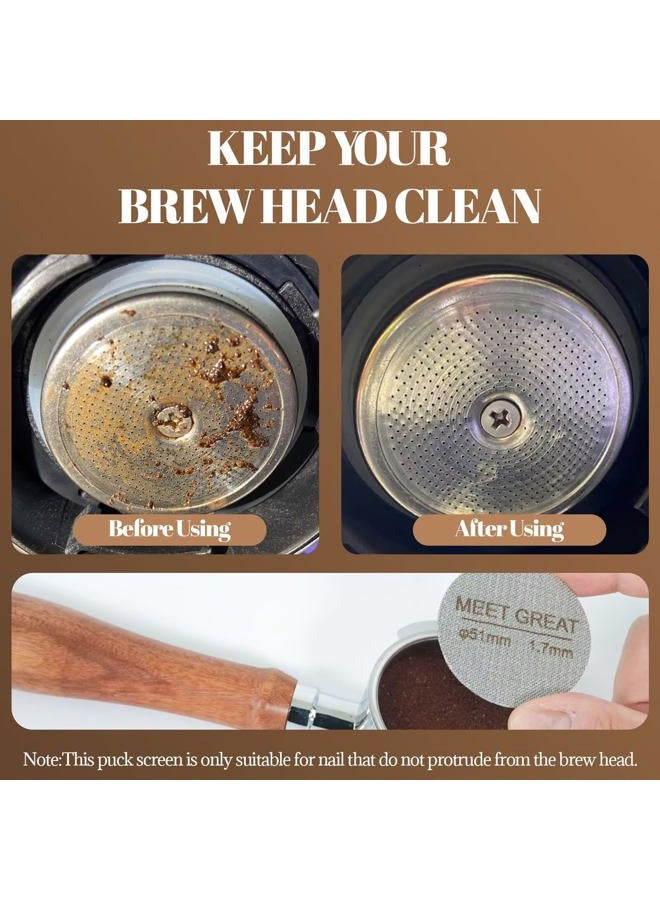 Meet Great- 2 Packs 51mm Espresso Puck Screen, 1.7mm Thickness 150μm 316L Stainless Steel, Upgraded Reusable Coffee Filter Screen for 51mm Breville Portafilter Filter Basket - Image 4
