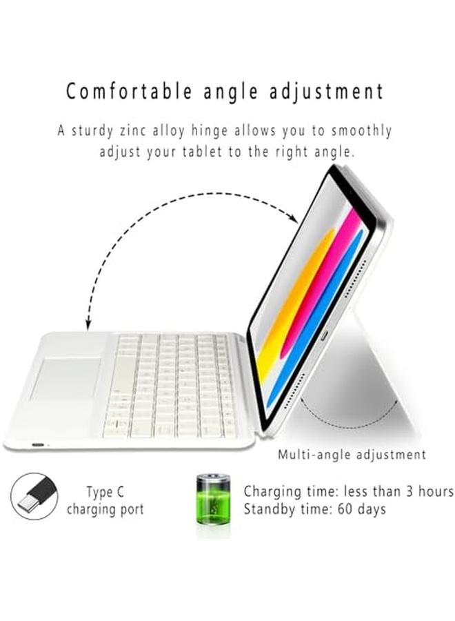 إيروريكس حافظة لوحة مفاتيح عربية سحرية مناسبة لجهاز ايباد الجيل العاشر مقاس 10.9 بوصة مع لوحة مفاتيح قابلة للفصل وإضاءة خلفية متعددة اللمس ولوحة مفاتيح شحن من النوع C مع غطاء مغناطيسي الجيل العاشر أبيض - Image 5