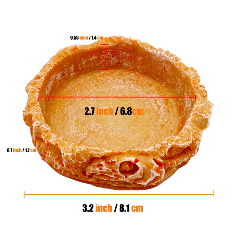 Reptile Water Dish Food Bowl Bearded Dragon Bowls, 2 Pack Reptile Food Bowl for Hermit Crab Bearded Dragon Lizard Gecko Frog Tortoise - Image 3