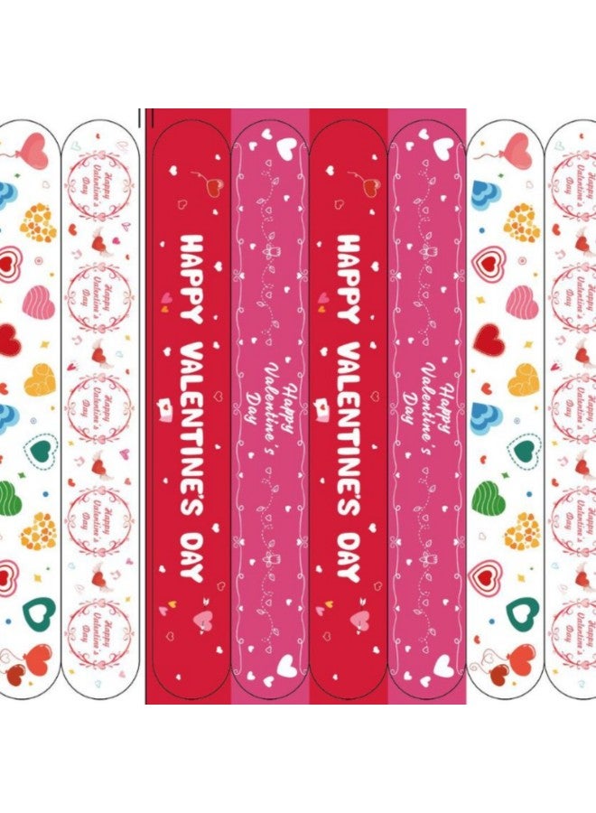 Red And White Valentine's Day Series Clap With Non-infringing PVC Clap Ring Bracelet Slapbracele-Color:12 Pieces Per Pack-Specifications:Red And White Valentine's Day  - Image 1