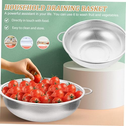 Elvana Stainless Steel Kitchen Colander Bowl with Handles | 30x20x8 cm Round Strainer Basket | Rust-Resistant Perforated Drainer for Washing Rice, Pasta, Fruits & Vegetables - Image 4