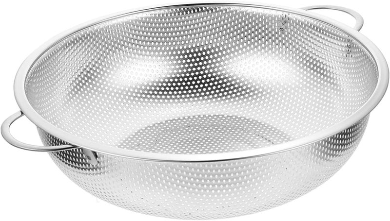Elvana Stainless Steel Kitchen Colander Bowl with Handles | 30x20x8 cm Round Strainer Basket | Rust-Resistant Perforated Drainer for Washing Rice, Pasta, Fruits & Vegetables - Image 1