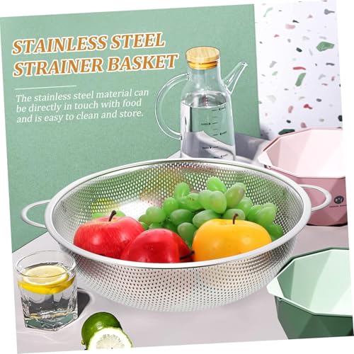 Elvana Stainless Steel Kitchen Colander Bowl with Handles | 30x20x8 cm Round Strainer Basket | Rust-Resistant Perforated Drainer for Washing Rice, Pasta, Fruits & Vegetables - Image 3