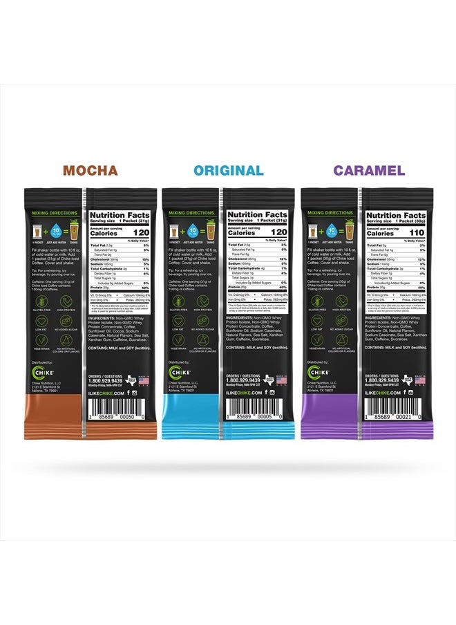 CHIKE - Best Sellers High Protein Iced Coffee Sampler Pack, 20 G Protein, 2 Shots Espresso, 1 G Sugar, Keto Friendly and Gluten Free, 6 Single Serve Packets - Image 1