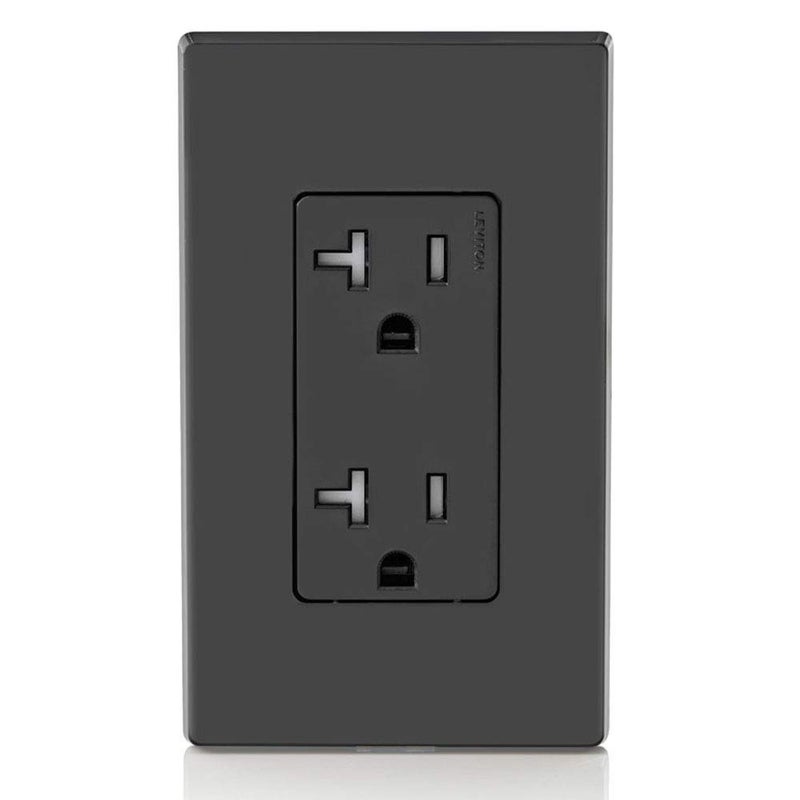 Leviton 20 Amp Decora Tamper-Resistant Duplex Electrical Wall Outlet, T5825-E, Black - Image 3