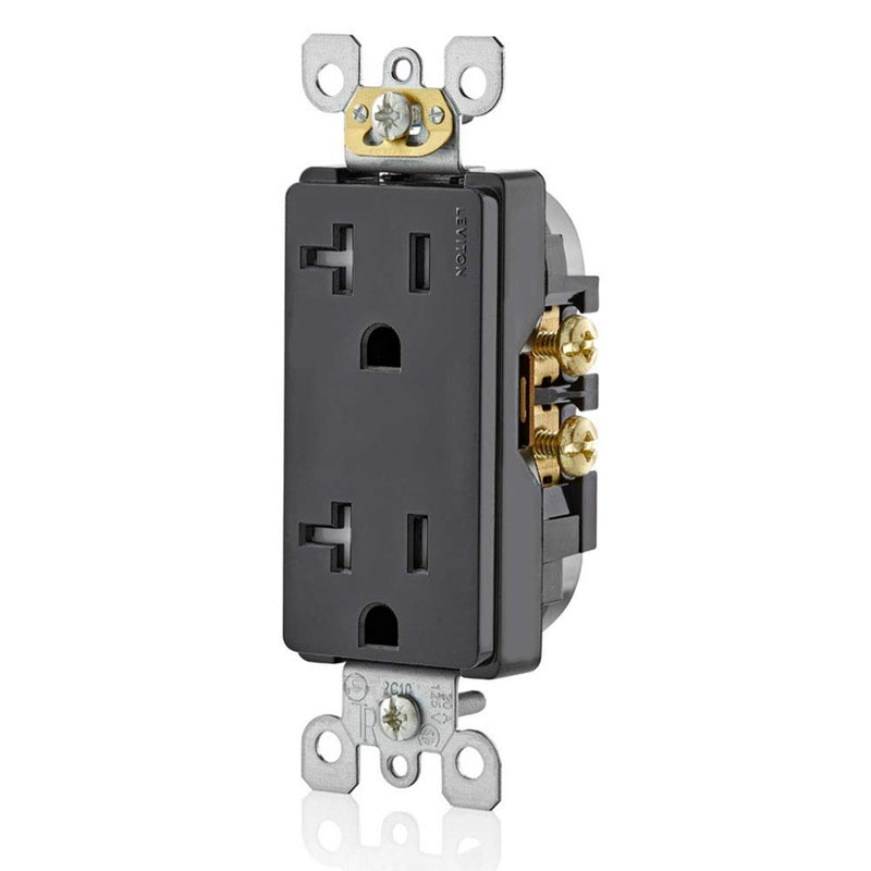 Leviton 20 Amp Decora Tamper-Resistant Duplex Electrical Wall Outlet, T5825-E, Black - Image 2