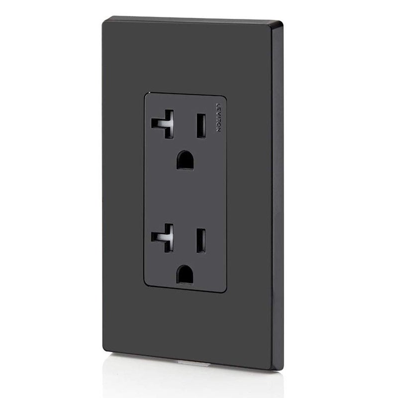 Leviton 20 Amp Decora Tamper-Resistant Duplex Electrical Wall Outlet, T5825-E, Black - Image 4