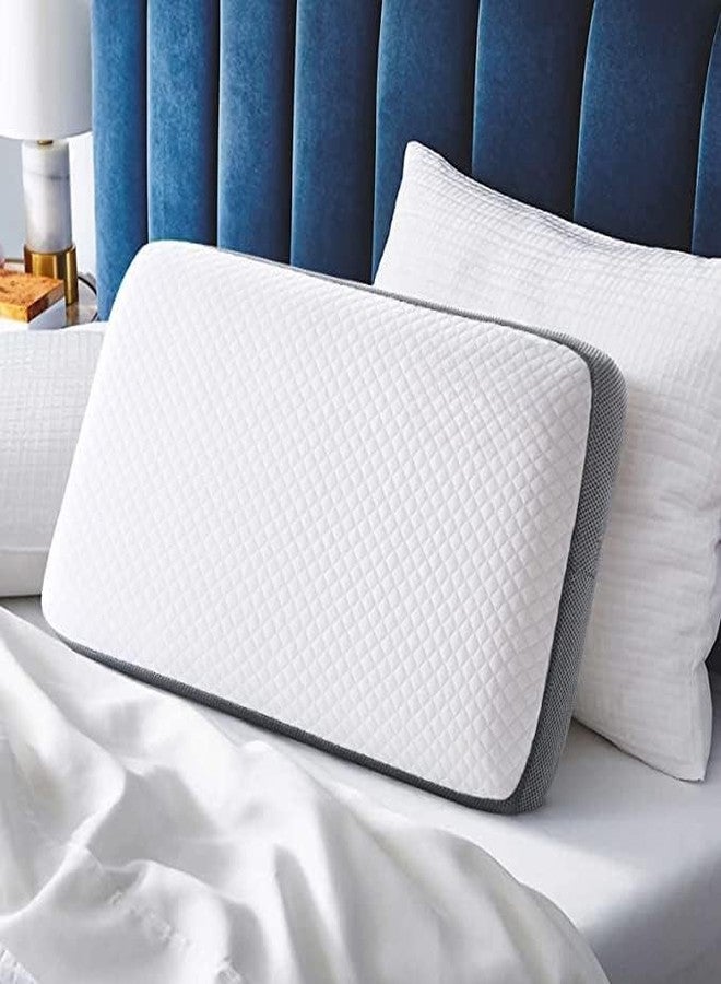 CUSHIO Cervical Support Memory Foam Pillow | Size 21"x13"x3" Inches (Pack of 1) | Neck & Shoulder Pain Relief Provide Comfortable Sleep (White & Grey) - Image 2