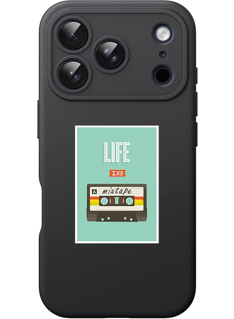 Theodor Protective Slim Fit Case Liquid Silicone Cover with Full Body Protection Anti-Scratch Shockproof Case For Apple iPhone 17 Pro (Black) Life is a Mixtape - Image 1