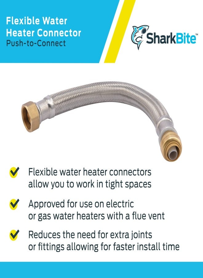 شارك بايت موصل سخان مياه مرن مضفر من الفولاذ المقاوم للصدأ مقاس 1/2 بوصة × 3/4 بوصة من SharkBite، تركيبات سباكة نحاسية بضغط للتوصيل، أنبوب PEX، نحاس، CPVC، PE-RT، HDPE، U3068FLEX12LF - Image 5