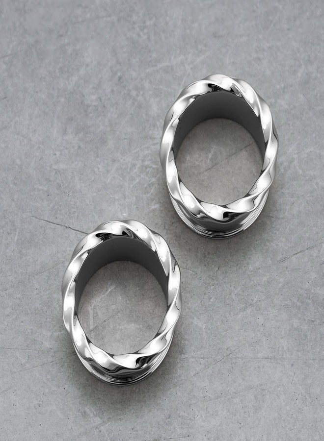 ERKUOO Ear Tunnels Plugs Gauges Minimalist Double Flare Twisted Solar Spike Stretching Piercing Jewelry For Women Men 6mm to 30mm Large Size - Image 4