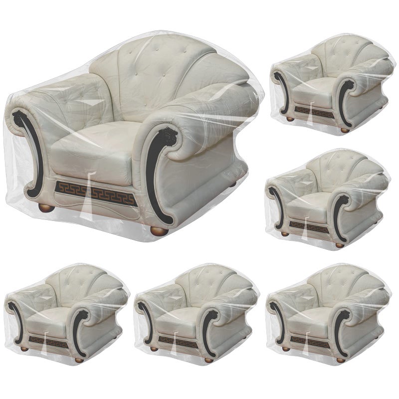 Remagr أغطية كراسي بلاستيكية من رماجر 6 قطع غطاء أثاث بلاستيكي داخلي خارجي مقاوم للماء غطاء كرسي ذراع شفاف مقاوم للغبار لعملية النقل 76 × 46 بوصة