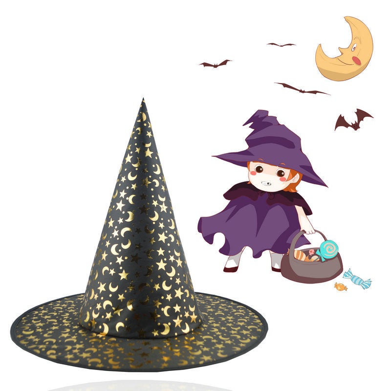 Witch Hat Halloween Masquerade Party Performance Hat Children'S Performance Headwear Witch Sorcerer Pointed Horn Hat - Image 2