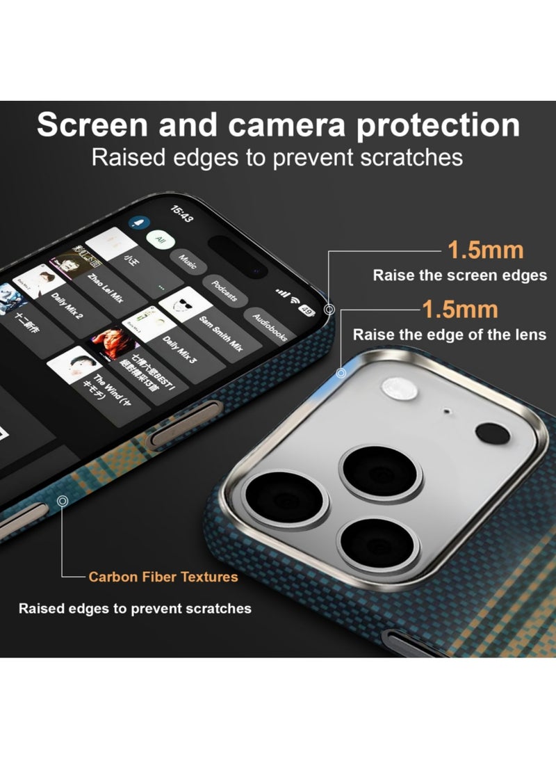 Adando Ultra-Slim Magnetic Case for iPhone 17 Pro Max, Business Men Slim Magnetic Anti Fall Cover Compatible with MagSafe, Aramid Fiber Textures Design Thin & Light Cover with a Caseless Feel (Blue) - Image 2