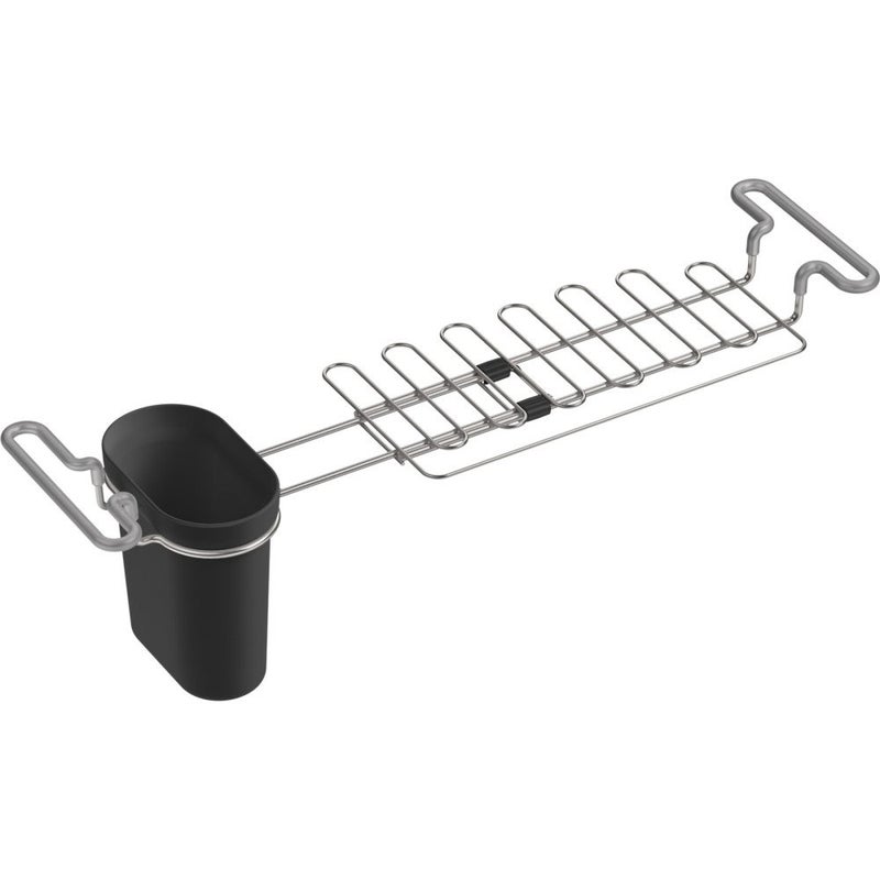 KOHLER K5473CHR MultiPurpose OverTheSink Drying Rack Caddy with Kitchen Towel Bar Holder Soaking Cup Expandable 146 to 176 17625 x 5 x 525 Charcoal